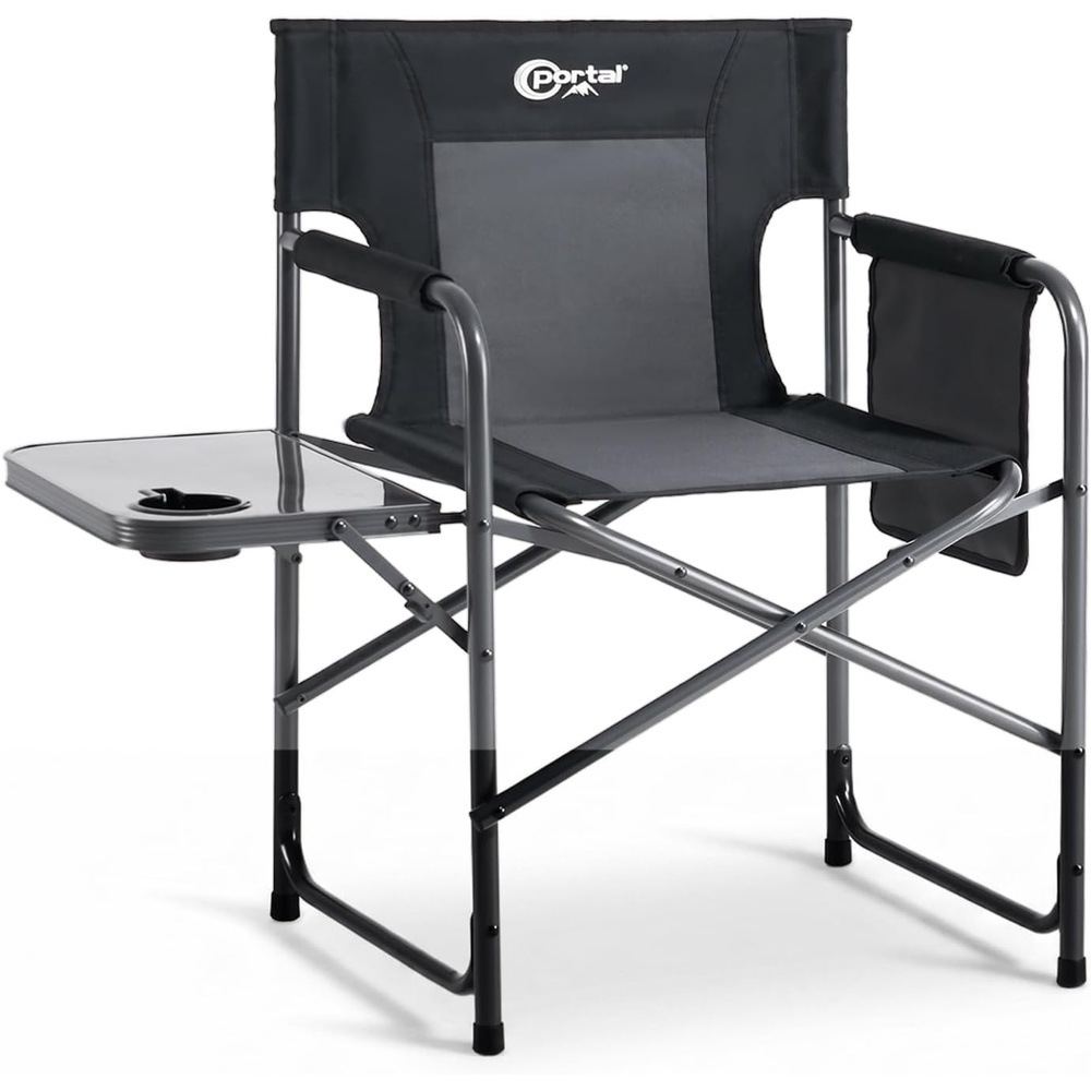 image:imagePortal Directors Chair Camping Chairs for Adults with Side Table Folding Lawn Chairs for Adults Directors Chairs Foldable for Outdoor Chairs for Beach Travel Heavy Duty Supports 300LBS BlueGreyBlack