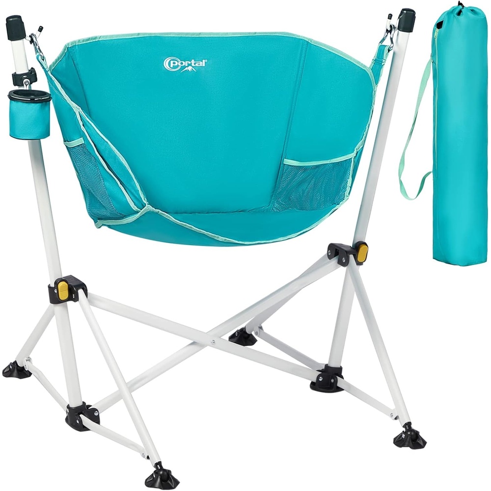 image:imagePortal Hammock Camping Chair Folding Rocking Chair Portable Swinging Chair with Cup Holder for Outdoor Lawn Backyard Patio Car Camp Sports ConcertsSupport 350 lbs Blue1 Packblue