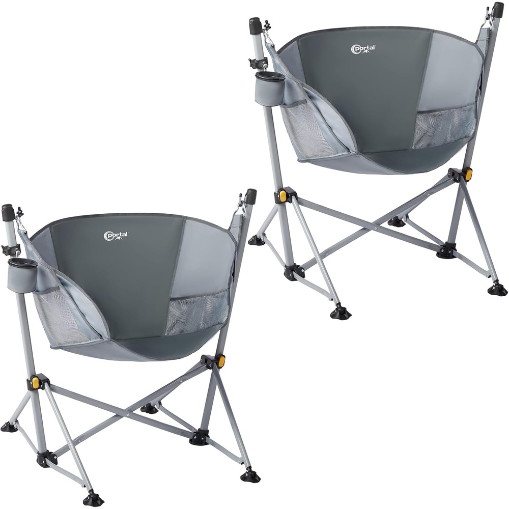 image:imagePortal Hammock Camping Chair Folding Rocking Chair Portable Swinging Chair with Cup Holder for Outdoor Lawn Backyard Patio Car Camp Sports ConcertsSupport 350 lbs Blue2 Packgrey