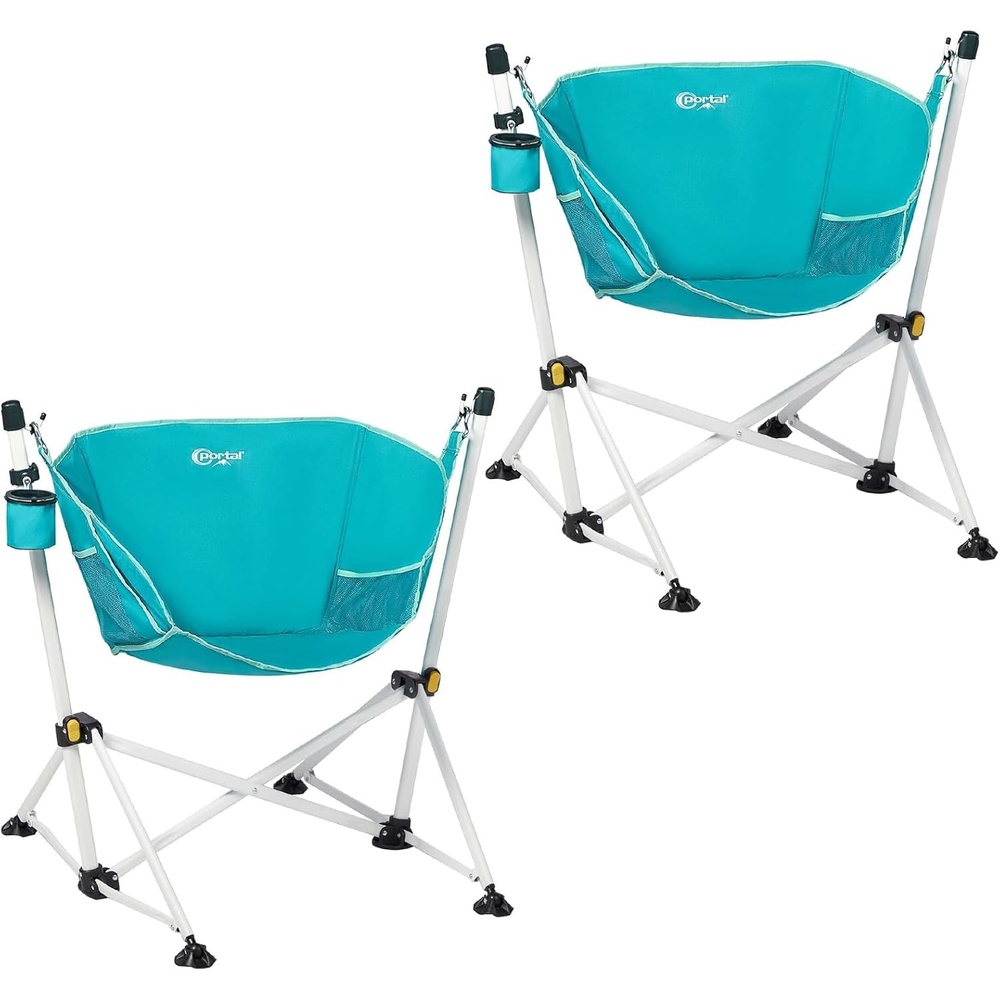 image:imagePortal Hammock Camping Chair Folding Rocking Chair Portable Swinging Chair with Cup Holder for Outdoor Lawn Backyard Patio Car Camp Sports ConcertsSupport 350 lbs Blue2 Packblue