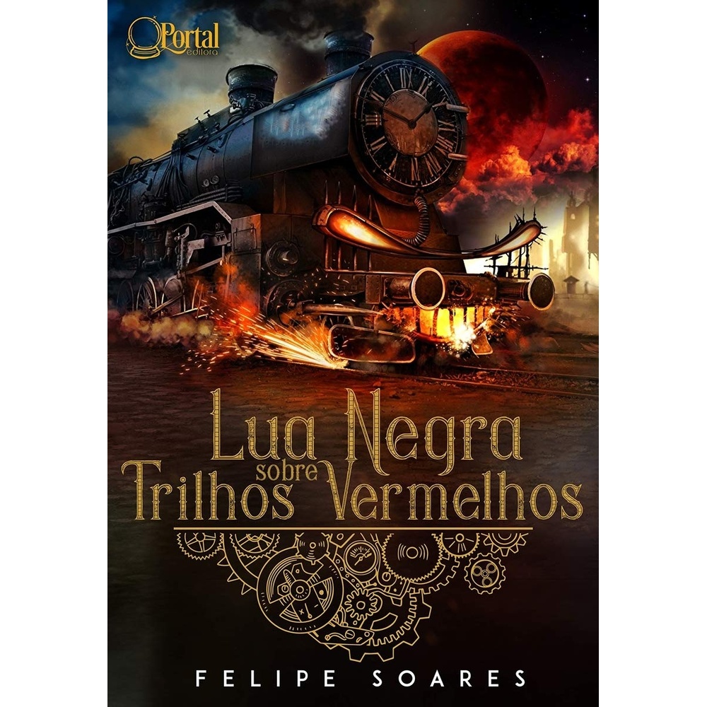 image:imagelua negra sobre trilhos vermelhos