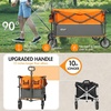 PORTAL Collapsible Folding Wagon Utility Cart with Wheels Heavy Duty Foldable Garden Wagon with Cup Holder& Side Pocket, for Camping, Outdoor, Shopping