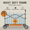 PORTAL Collapsible Folding Wagon Utility Cart with Wheels Heavy Duty Foldable Garden Wagon with Cup Holder& Side Pocket, for Camping, Outdoor, Shopping