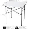 PORTAL Lightweight Aluminum Folding Square Table Roll Up Top 4 People Compact Table with Carry Bag For Camping, Picnic, Backyards, BBQ (White)