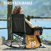 Portal Camping Rocking Chair Outdoors Folding Portable Rocker with Cup Holder Side Pocket Carry Bag, Support 350LBS, Black(1 Pack-black-fabric)