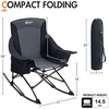 Portal Camping Rocking Chair Outdoors Folding Portable Rocker with Cup Holder Side Pocket Carry Bag, Support 350LBS, Black(1 Pack-black-fabric)