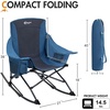 Portal Camping Rocking Chair Outdoors Folding Portable Rocker with Cup Holder Side Pocket Carry Bag, Support 350LBS, Black(1 Pack-blue-fabric)