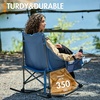 Portal Camping Rocking Chair Outdoors Folding Portable Rocker with Cup Holder Side Pocket Carry Bag, Support 350LBS, Black(1 Pack-blue-fabric)