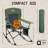 Portal Camping Rocking Chair Outdoors Folding Portable Rocker with Cup Holder Side Pocket Carry Bag, Support 350LBS, Black(1 Pack-green-fabric)