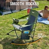 Portal Camping Rocking Chair Outdoors Folding Portable Rocker with Cup Holder Side Pocket Carry Bag, Support 350LBS, Black(1 Pack-green-fabric)