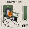 Portal Camping Rocking Chair Outdoors Folding Portable Rocker with Cup Holder Side Pocket Carry Bag, Support 350LBS, Black(1 Pack-green-mesh)
