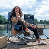 Portal Camping Rocking Chair Outdoors Folding Portable Rocker with Cup Holder Side Pocket Carry Bag, Support 350LBS, Black(1 Pack-midnight Blue-fabric)