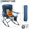 Portal Camping Rocking Chair Outdoors Folding Portable Rocker with Cup Holder Side Pocket Carry Bag, Support 350LBS, Black(1 Pack-midnight Blue-mesh)