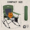 Portal Camping Rocking Chair Outdoors Folding Portable Rocker with Cup Holder Side Pocket Carry Bag, Support 350LBS, Black(2 Pack-green-fabric)