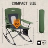Portal Camping Rocking Chair Outdoors Folding Portable Rocker with Cup Holder Side Pocket Carry Bag, Support 350LBS, Black(2 Pack-green-mesh)