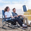 Portal Camping Rocking Chair Outdoors Folding Portable Rocker with Cup Holder Side Pocket Carry Bag, Support 350LBS, Black(2 Pack-midnight Blue)