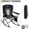Portal Camping Rocking Chair Outdoors Folding Portable Rocker with Cup Holder Side Pocket Carry Bag, Support 350LBS, Black(Black)