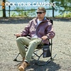 Portal Camping Rocking Chair Outdoors Folding Portable Rocker with Cup Holder Side Pocket Carry Bag, Support 350LBS, Black(Midnight Black)