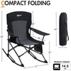Portal Camping Rocking Chair Outdoors Folding Portable Rocker with Cup Holder Side Pocket Carry Bag, Support 350LBS, Black(Midnight Black)