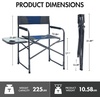Portal Directors Chair Camping Chairs for Adults with Side Table Folding Lawn Chairs for Adults, Directors Chairs Foldable for Outdoor Chairs for Beach, Travel, Heavy Duty Supports 300LBS, Blue/Grey(Dark Blue)
