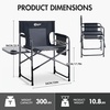 Portal Directors Chair Camping Chairs for Adults with Side Table Folding Lawn Chairs for Adults, Directors Chairs Foldable for Outdoor Chairs for Beach, Travel, Heavy Duty Supports 300LBS, Blue/Grey(Black)