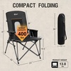 Portal Oversized Folding High Back Portable Lawn Chairs for Adults Outdoor Camp Sports Hunting Fishing Backyard with Hard Armrest Cup Holder Carrying Strap, Supports 400LBS, Blue(Black)