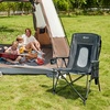 Portal Oversized Folding High Back Portable Lawn Chairs for Adults Outdoor Camp Sports Hunting Fishing Backyard with Hard Armrest Cup Holder Carrying Strap, Supports 400LBS, Blue(Black)