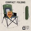 Portal Oversized Folding High Back Portable Lawn Chairs for Adults Outdoor Camp Sports Hunting Fishing Backyard with Hard Armrest Cup Holder Carrying Strap, Supports 400LBS, Blue(Green)