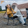 Portal Oversized Folding Rocking Camping Chair Portable Outdoor Rocker with High Back Hard Armrests Carry Bag, Supports 400 lbs(1 Pack-grey/Black)