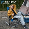Portal Oversized Folding Rocking Camping Chair Portable Outdoor Rocker with High Back Hard Armrests Carry Bag, Supports 400 lbs(1 Pack-grey/Blue)