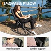 Portal Oversized Folding Rocking Camping Chair Portable Outdoor Rocker with High Back Hard Armrests Carry Bag, Supports 400 lbs(1p-fabric Black)