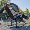 Portal Oversized Folding Rocking Camping Chair Portable Outdoor Rocker with High Back Hard Armrests Carry Bag, Supports 400 lbs(1p-fabric Black)