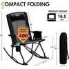 Portal Oversized Folding Rocking Camping Chair Portable Outdoor Rocker with High Back Hard Armrests Carry Bag, Supports 400 lbs(1p-fabric Black)