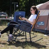 Portal Oversized Folding Rocking Camping Chair Portable Outdoor Rocker with High Back Hard Armrests Carry Bag, Supports 400 lbs(1p-fabric Blue)