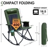 Portal Oversized Folding Rocking Camping Chair Portable Outdoor Rocker with High Back Hard Armrests Carry Bag, Supports 400 lbs(1p-fabric Green)