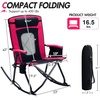 Portal Oversized Folding Rocking Camping Chair Portable Outdoor Rocker with High Back Hard Armrests Carry Bag, Supports 400 lbs(1p-hot Pink)