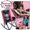 Portal Oversized Folding Rocking Camping Chair Portable Outdoor Rocker with High Back Hard Armrests Carry Bag, Supports 400 lbs(1p-hot Pink)