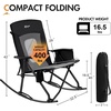 Portal Oversized Folding Rocking Camping Chair Portable Outdoor Rocker with High Back Hard Armrests Carry Bag, Supports 400 lbs(1p-mesh Black Grey)