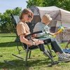 Portal Oversized Folding Rocking Camping Chair Portable Outdoor Rocker with High Back Hard Armrests Carry Bag, Supports 400 lbs(1p-mesh Black Grey)
