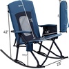Portal Oversized Folding Rocking Camping Chair Portable Outdoor Rocker with High Back Hard Armrests Carry Bag, Supports 400 lbs(1p-mesh Blue)
