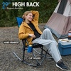 Portal Oversized Folding Rocking Camping Chair Portable Outdoor Rocker with High Back Hard Armrests Carry Bag, Supports 400 lbs(2 Pack-grey/Blue)