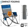 Portal Oversized Folding Rocking Camping Chair Portable Outdoor Rocker with High Back Hard Armrests Carry Bag, Supports 400 lbs(2 Pack-grey/Blue)