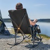 Portal Oversized Folding Rocking Camping Chair Portable Outdoor Rocker with High Back Hard Armrests Carry Bag, Supports 400 lbs(Black)
