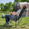 Portal Oversized Folding Rocking Camping Chair Portable Outdoor Rocker with High Back Hard Armrests Carry Bag, Supports 400 lbs(Black Grey)