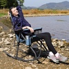 Portal Oversized Folding Rocking Camping Chair Portable Outdoor Rocker with High Back Hard Armrests Carry Bag, Supports 400 lbs(Blue)