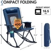 Portal Oversized Folding Rocking Camping Chair Portable Outdoor Rocker with High Back Hard Armrests Carry Bag, Supports 400 lbs(Blue)