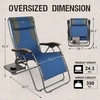 Portal Oversized Mesh Back Zero Gravity Reclining Patio Chairs, XL Padded Seat Folding Patio Lounge Chair with Adjustable Pillows and Cup Holder for Poolside Backyard/Lawn, Support 350lbs(Grey/Blue)