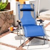 Portal Oversized Mesh Back Zero Gravity Reclining Patio Chairs, XL Padded Seat Folding Patio Lounge Chair with Adjustable Pillows and Cup Holder for Poolside Backyard/Lawn, Support 350lbs(Grey/Blue)