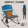 Portal Rocking Camping Chair Folding Portable Rocker Outdoor with Cup Holder for Patio, Lawn, Camp, RV, Support 300 lbs, Blue
