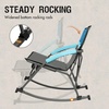 Portal Rocking Camping Chair Folding Portable Rocker Outdoor with Cup Holder for Patio, Lawn, Camp, RV, Support 300 lbs, Blue